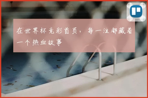 在世界杯竞彩首页，每一注都藏着一个热血故事